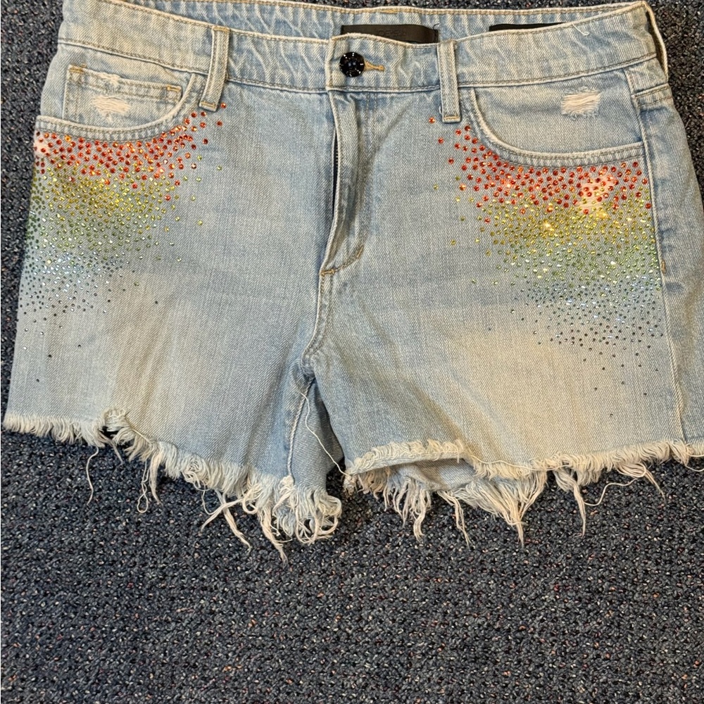 Colorful Embellished Denim Shorts